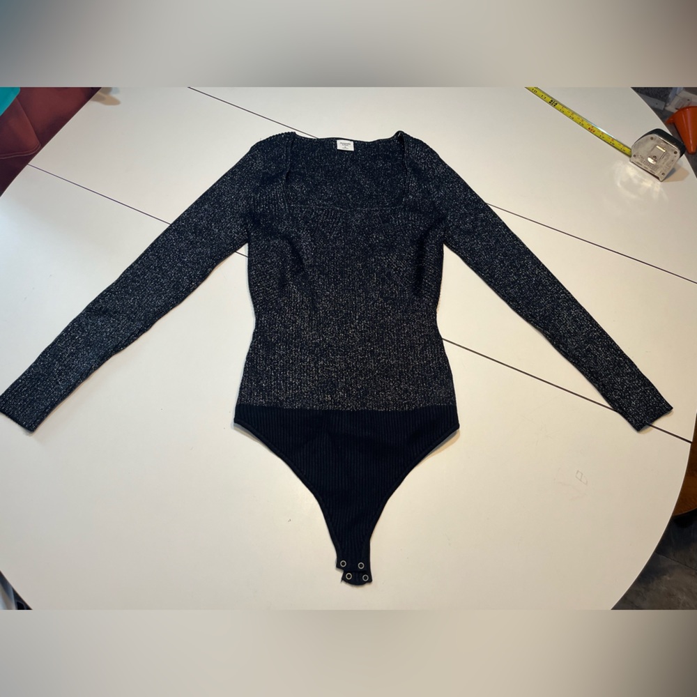 Abercrombie and Fitch XL black long sleeve sparkly stretchy body suit